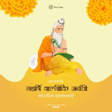 Mutlu Valmiki Jayanti şablonunun yaratıcı pankart tasarımı.