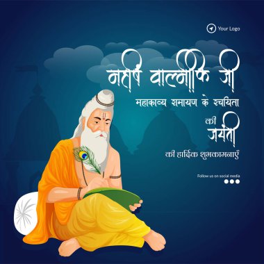 Mutlu Valmiki Jayanti şablonunun yaratıcı pankart tasarımı.