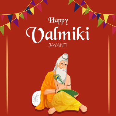 Mutlu Valmiki Jayanti şablonunun yaratıcı pankart tasarımı.