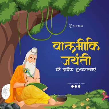 Mutlu Valmiki Jayanti şablonunun yaratıcı pankart tasarımı.