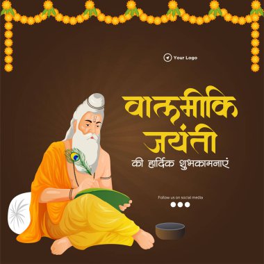 Mutlu Valmiki Jayanti şablonunun yaratıcı pankart tasarımı.