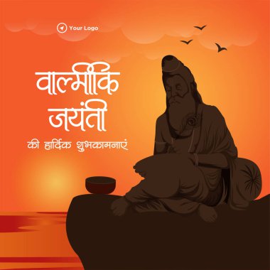 Mutlu Valmiki Jayanti şablonunun yaratıcı pankart tasarımı.