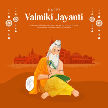Mutlu Valmiki Jayanti şablonunun yaratıcı pankart tasarımı.