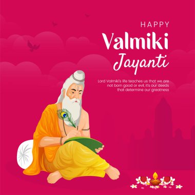 Mutlu Valmiki Jayanti şablonunun yaratıcı pankart tasarımı.