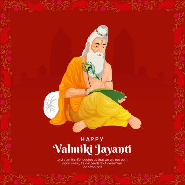 Mutlu Valmiki Jayanti şablonunun yaratıcı pankart tasarımı.