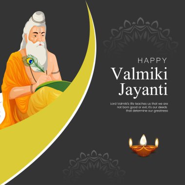Mutlu Valmiki Jayanti şablonunun yaratıcı pankart tasarımı.