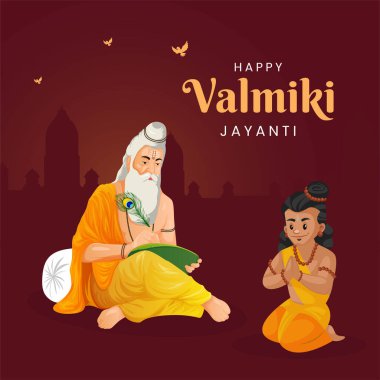 Mutlu Valmiki Jayanti şablonunun yaratıcı pankart tasarımı.