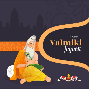 Mutlu Valmiki Jayanti şablonunun yaratıcı pankart tasarımı.