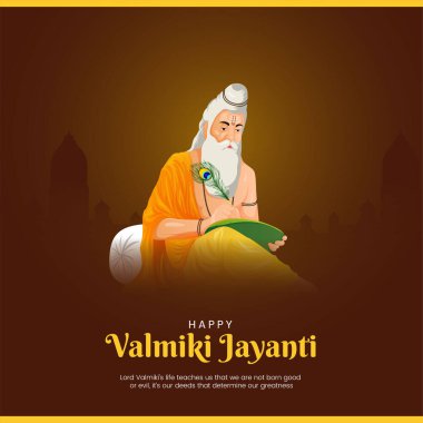 Mutlu Valmiki Jayanti şablonunun yaratıcı pankart tasarımı.