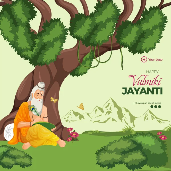 Mutlu Valmiki Jayanti Şablonunun Yaratıcı Pankart Tasarımı — Stok Vektör