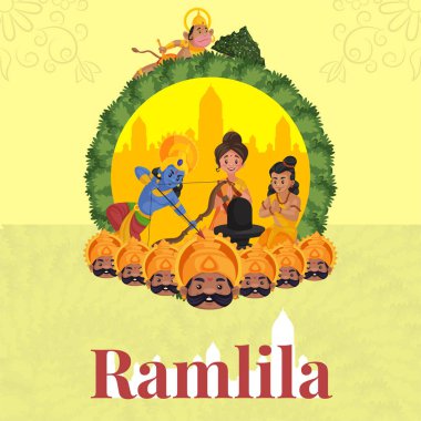 Ramlila çizgi film stili şablonunun bayrak tasarımı.