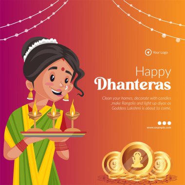Mutlu Dhanteras afiş tasarım şablonu kutlanıyor.