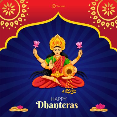 Mutlu Dhanteras afiş tasarım şablonu kutlanıyor.