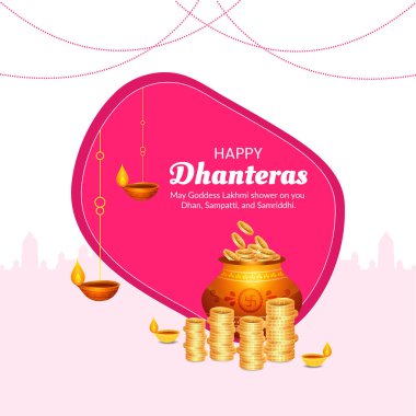 Mutlu Dhanteras geleneksel bayrak tasarım şablonu