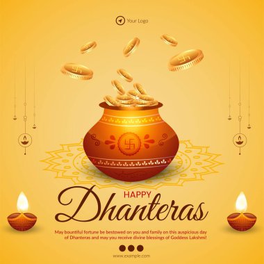 Hint festivalinin zarif tasarımı Mutlu Dhanteras şablonu.