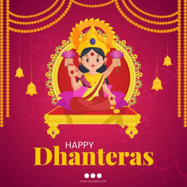 Elegant banner design of Indian festival happy Dhanteras template. clipart