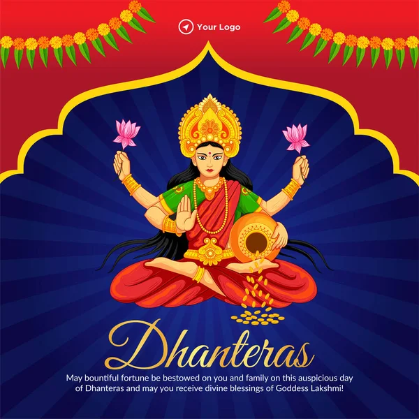 stock vector Beautiful happy Dhanteras Indian festival banner design template.