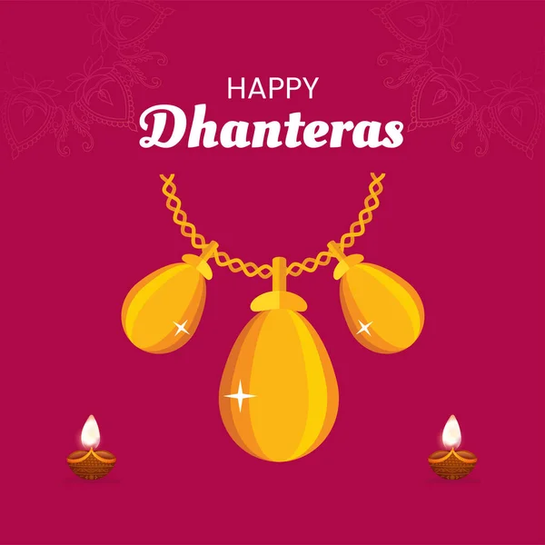 Happy Dhanteras Традиционный Шаблон Дизайна Баннера Фестиваля — стоковый вектор