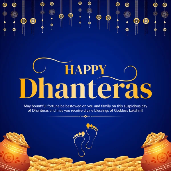 Elegantní Banner Design Indického Festivalu Šťastný Dhanteras Šablony — Stockový vektor