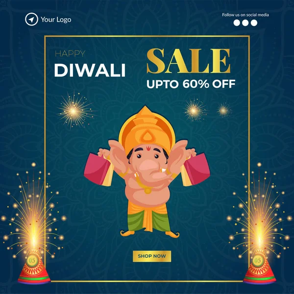 Happy Diwali Indiase Religieuze Festival Banner Ontwerp Sjabloon — Stockvector