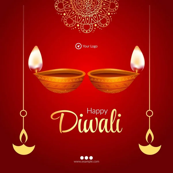 Glad Diwali Indiska Religiösa Festival Banner Design Mall — Stock vektor