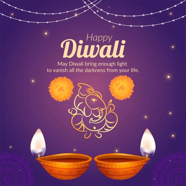 Happy Diwali Indyjski Religijny Szablon Projekt Baner Festiwal — Wektor stockowy