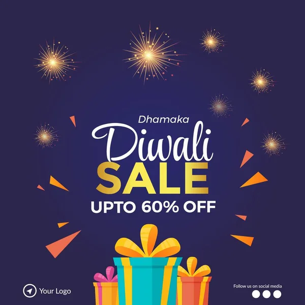 Happy Diwali Indian Religious Festival Banner Design Template — Stock Vector