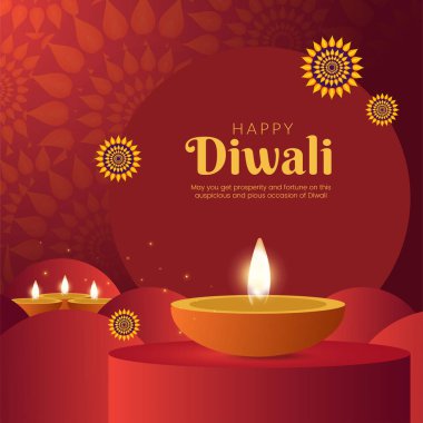 Mutlu Diwali Hint Festivali afiş tasarımı şablonu