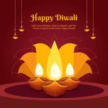 Mutlu Diwali Hint Festivali afiş tasarımı şablonu