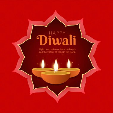 Mutlu Diwali Hint Festivali afiş tasarımı şablonu