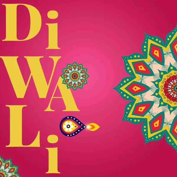 Festa Religiosa Indiana Diwali Banner Modelo Design — Vetor de Stock