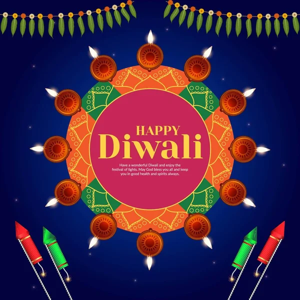 Festival Religieux Indien Diwali Modèle Conception Bannière — Image vectorielle