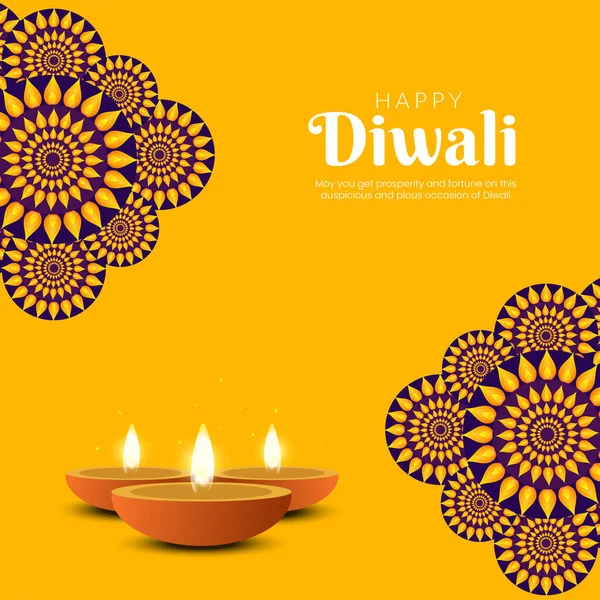 幸せなDiwaliインドの祭りのバナーデザインテンプレートを祝う — ストックベクタ