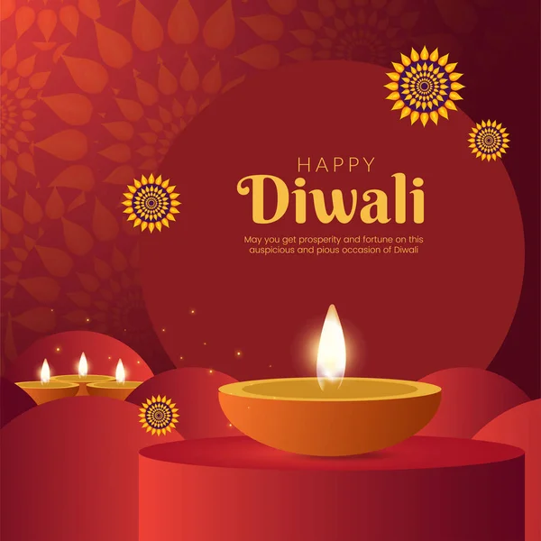 幸せなDiwaliインドの祭りのバナーデザインテンプレートを祝う — ストックベクタ