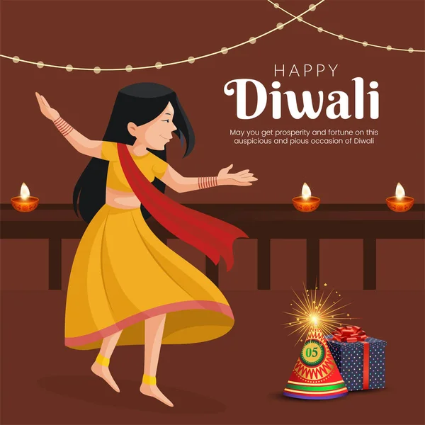 Празднование Счастливого Дивали Индийский Фестиваль Шаблон Дизайна Баннера — стоковый вектор