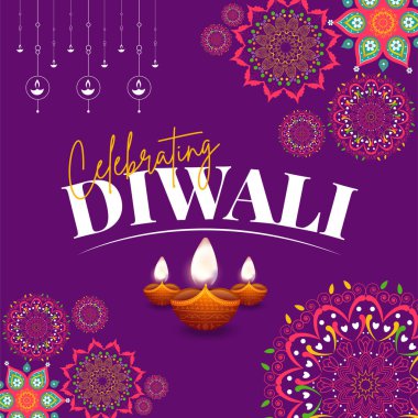 Diwali Işık Festivali 'nin şablonunu kutlamak için zarif bir tasarım..