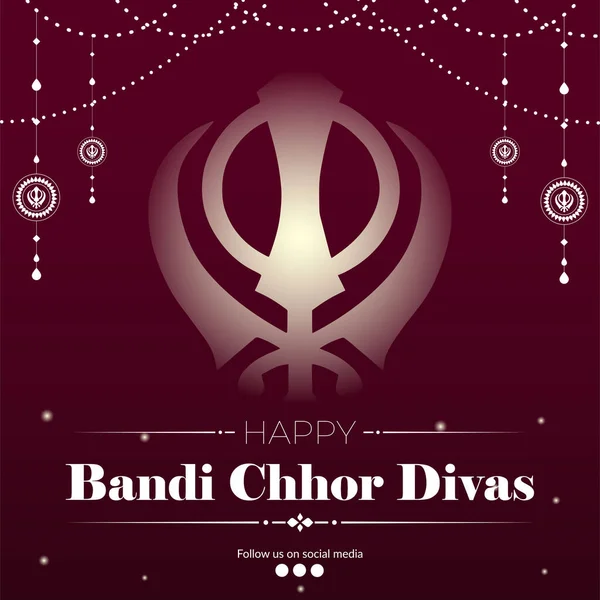 Banner Design Happy Bandi Chhor Diwas Template — Stock Vector