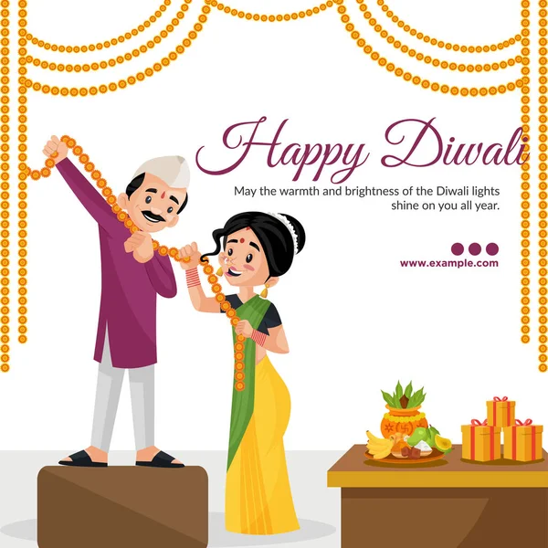 Elegant Banner Design Celebrating Diwali Festival Lights Template — Stock Vector
