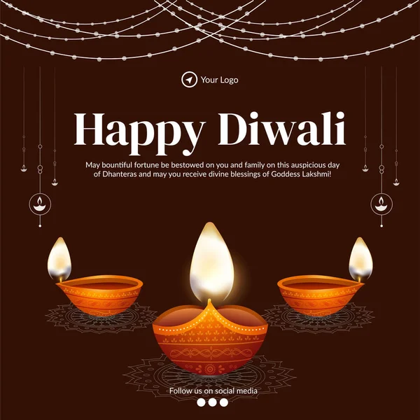Modèle Élégant Bannière Pour Célébrer Festival Des Lumières Diwali — Image vectorielle