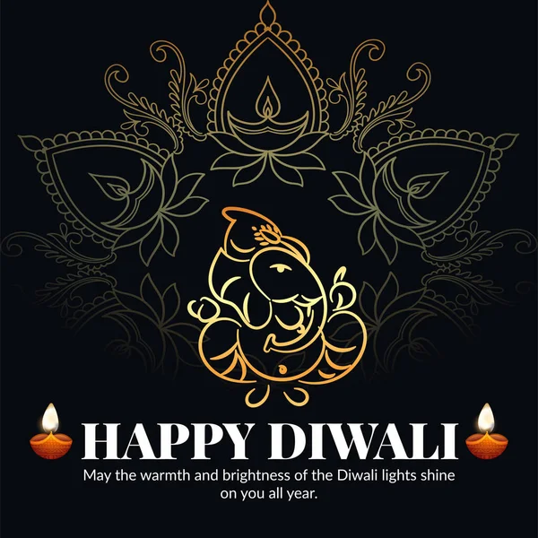 Элегантный Дизайн Баннера Празднования Фестиваля Светового Шаблона Diwali — стоковый вектор