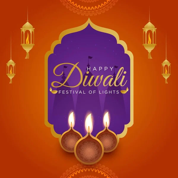 Schöne Happy Diwali Indisches Festival Banner Design Vorlage — Stockvektor