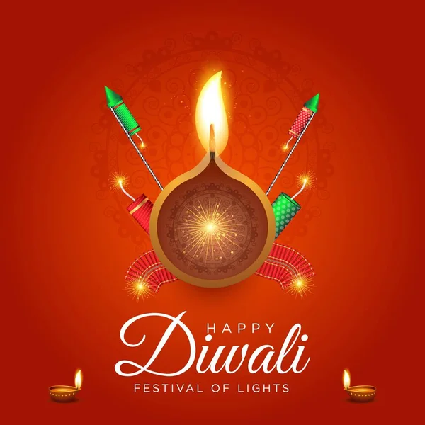 Güzel Mutlu Diwali Hint Festivali afişi tasarımı.