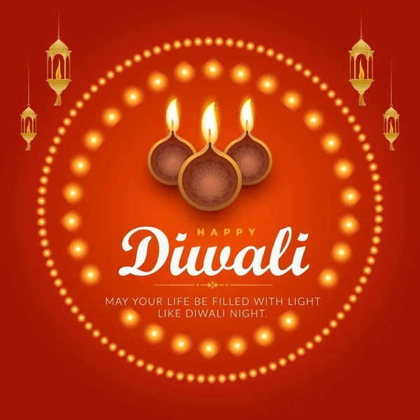 Beautiful Happy Diwali Indian Festival Banner Design Template — Stock Vector