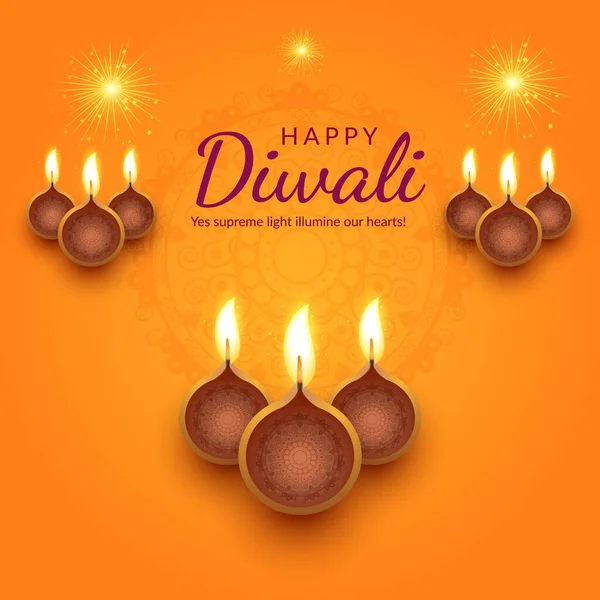 Hermosa Plantilla Diseño Del Banner Del Festival Indio Diwali Happy — Vector de stock