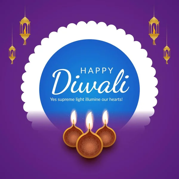 Gyönyörű Boldog Diwali Indiai Fesztivál Banner Design Sablon — Stock Vector