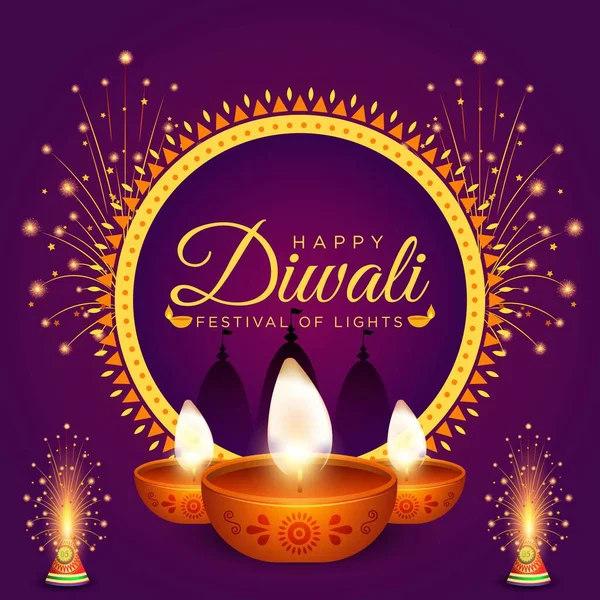 Beau Modèle Conception Bannière Festival Indien Happy Diwali — Image vectorielle