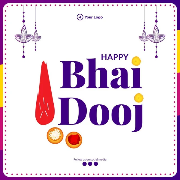 Happy Bhai Dooj Indian Festival Banner Design Template — Stock Vector