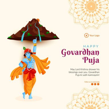 Indian religious festival Happy Govardhan Puja banner design template. clipart