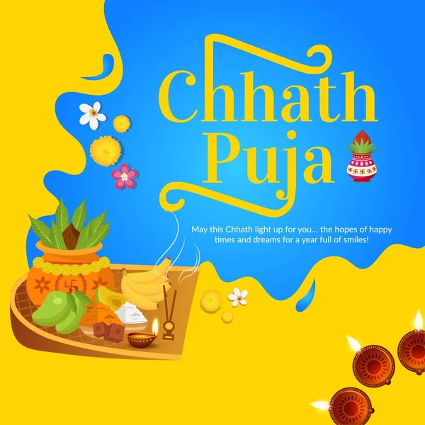 Индийский Религиозный Фестиваль Happy Chhas Puja — стоковый вектор