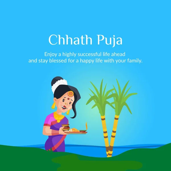 Happy Chhath Puja Indický Náboženský Festival Banner Design Šablony — Stockový vektor